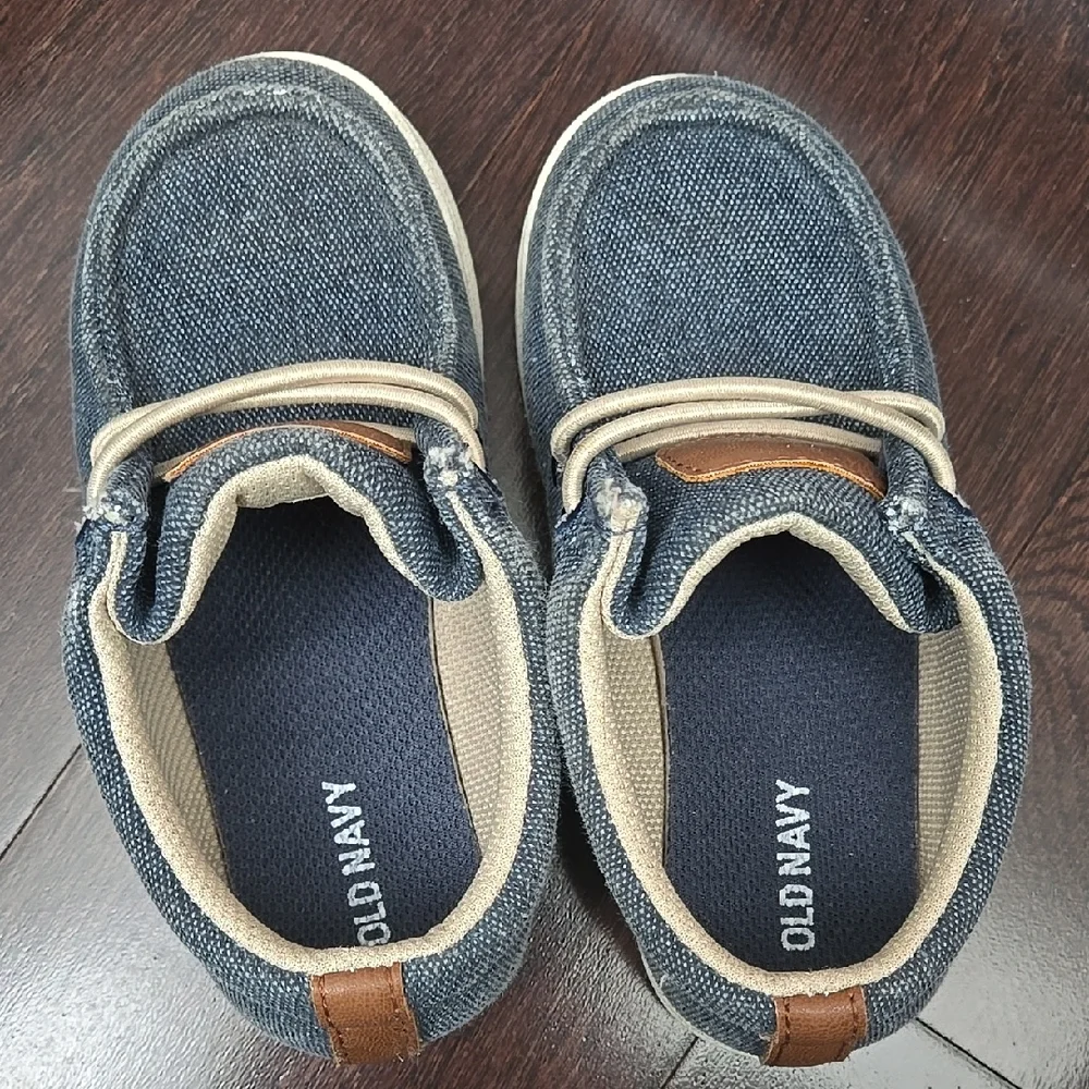 Old Navy Kids Denim Moccasins with Tan Accents